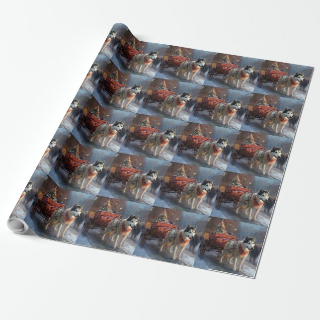 Alaskan Malamute Julhögtidssäsong Presentpapper (Utrullad)