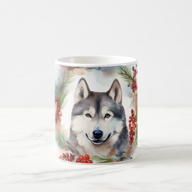 Alaskan Malamute Julkrans Festlig Valp Kaffemugg (Center)