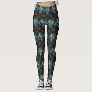 Alaskan Malamute Kör Motorcykel Halloween Skräckin Leggings