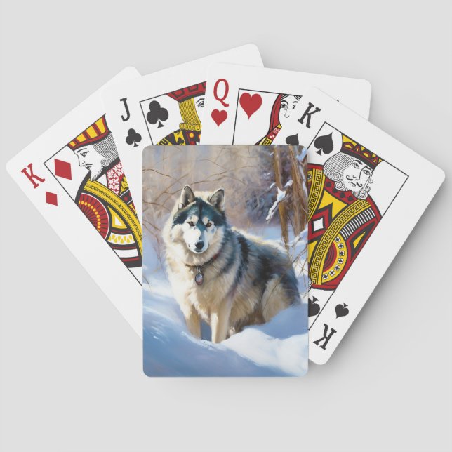 Alaskan Malamute Låt det snöa Jul Casinokort (Baksidan)