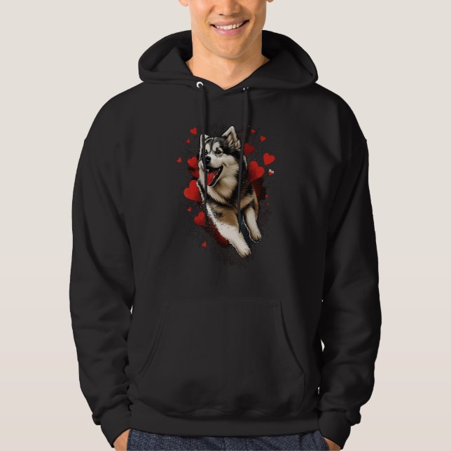 Alaskan Malamute Love Heart on Alaskan Malamute Hoodie (Framsida)