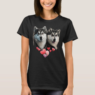 Alaskan Malamute Love Heart on Alaskan Malamute   T Shirt