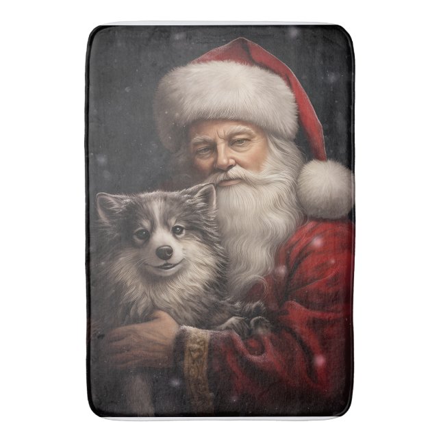 Alaskan Malamute med tomte jul Badrumsmatta (Framsidan (Vertikal))