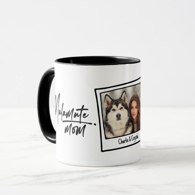 Alaskan Malamute Mom Custom Photo & Name Fun Chic Mugg (Framsida vänster)