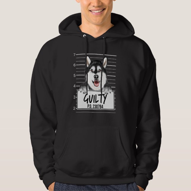 Alaskan Malamute Muggshot Skyldig Hund Hoodie (Framsida)