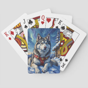 Alaskan Malamute Nordpolen Vinter Jul Casinokort