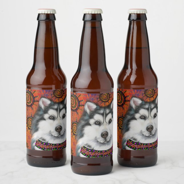 ALASKAN MALAMUTE ÖLFLASKA ETIKETT (Flaskor)