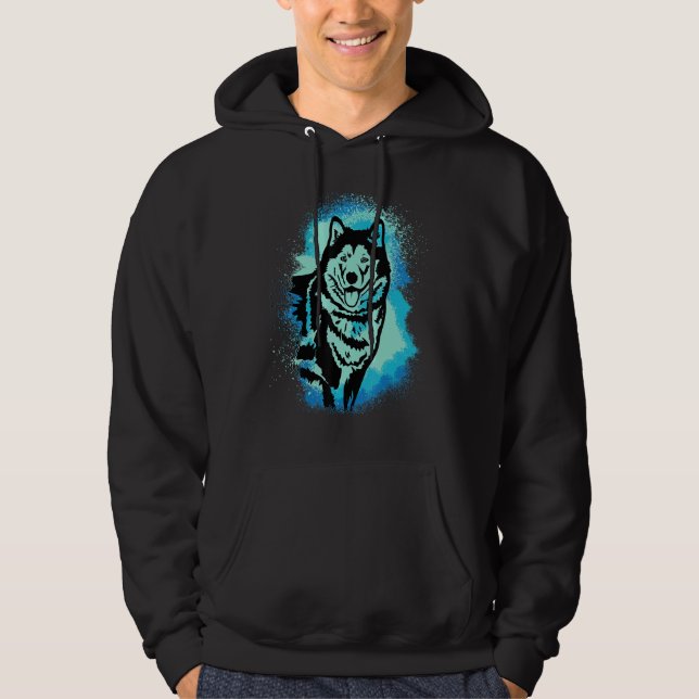 Alaskan Malamute Paint Blue Design Dog Mom Dad_1 Hoodie (Framsida)