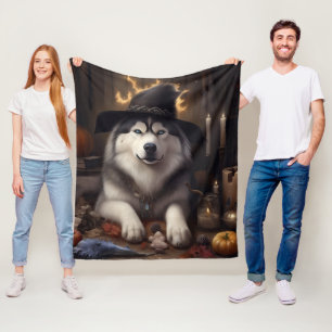 Alaskan Malamute Pumpak Halloween Skräckinjagande Fleecefilt