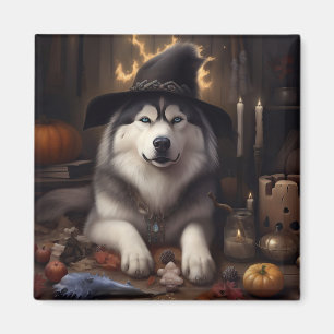 Alaskan Malamute Pumpak Halloween Skräckinjagande Magnet