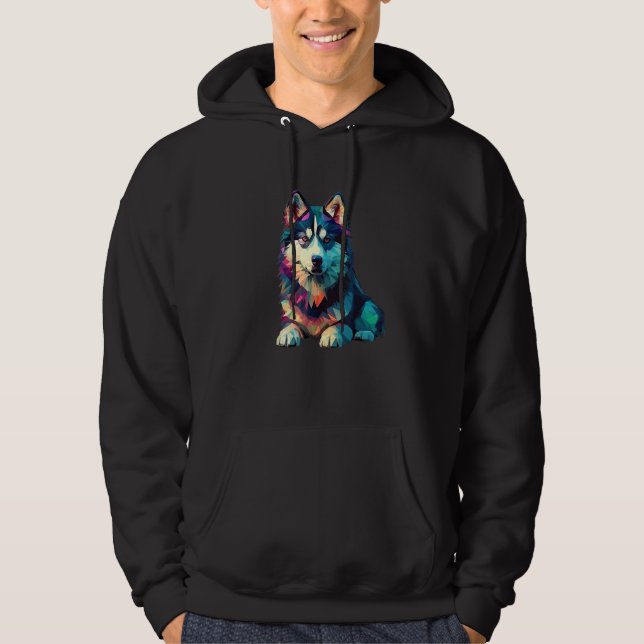 Alaskan Malamute Puppy Dog Pop Art Hoodie (Framsida)