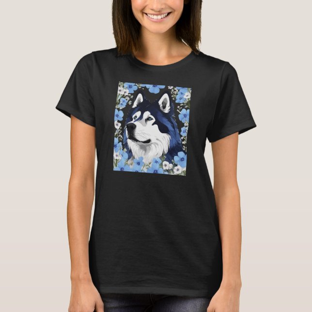 Alaskan Malamute slädhund omgiven av blått T Shirt (Framsida)