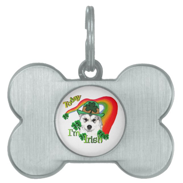 Alaskan Malamute St. Patrick's Day Namnbricka Husdjur (Framsidan)