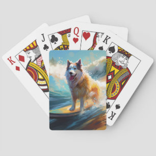 Alaskan Malamute Strand Surfing Målning Casinokort
