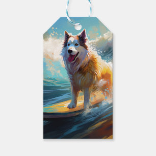 Alaskan Malamute Strand Surfing Målning Presentetikett