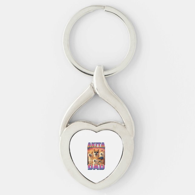 Alaskan Malamute Twisted Heart Silverfärgad Nyckelring (Framsidan)