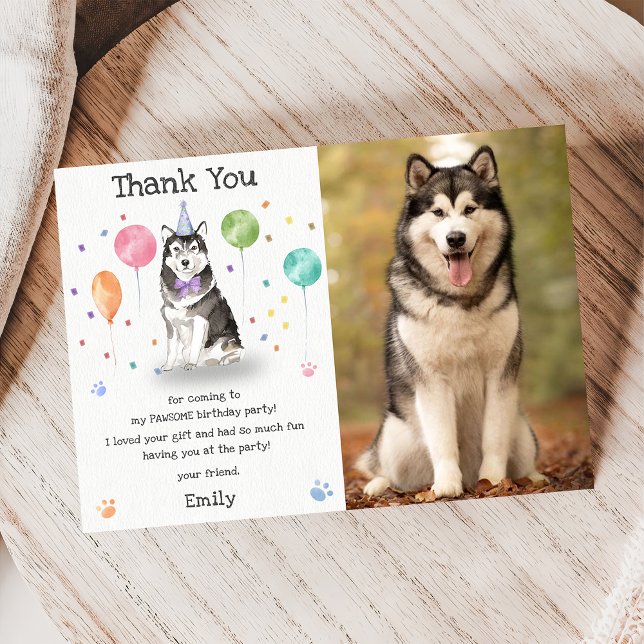 Alaskan Malamute Valp Födelsedag Tacksamhetskort Inbjudningar (Skapare uppladdad)