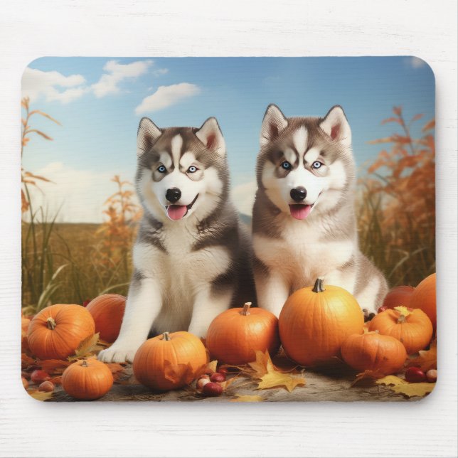 Alaskan Malamute Valp Höstglädje Pumpa Musmatta (Framsidan)