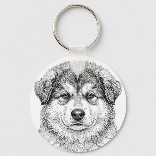 Alaskan Malamute Valp Nyckelring (Framsida)