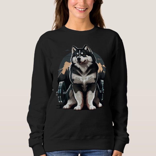 Alaskan Malamute Weightlifting Fitness Gym Alaskan T Shirt (Framsida)