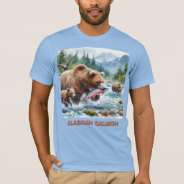 Alaskan Salmon Grizzly Bear Manar T-Shirt