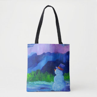 Alaskan Snowmen Canvas Tote Tygkasse