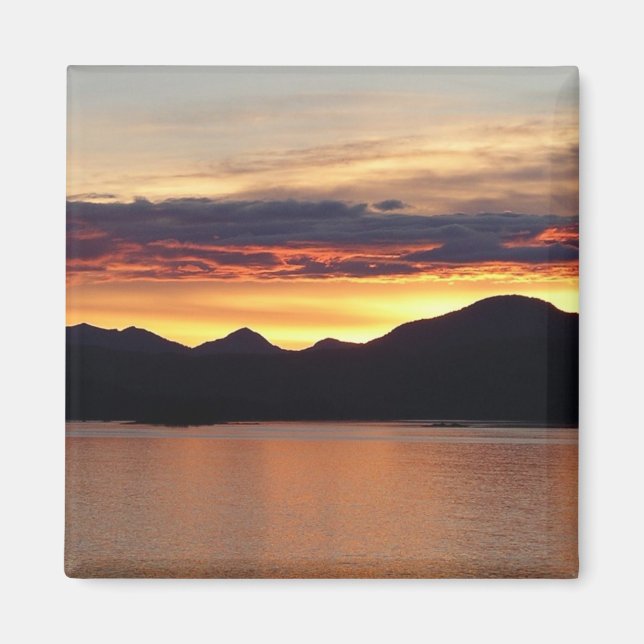 Alaskan Sunset I Vacker Alaska-fotografering Magnet (Framsidan)