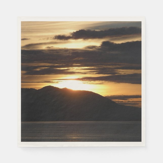 Alaskan Sunset III Vacker Alaska-fotografi Pappersservett (Framsidan)