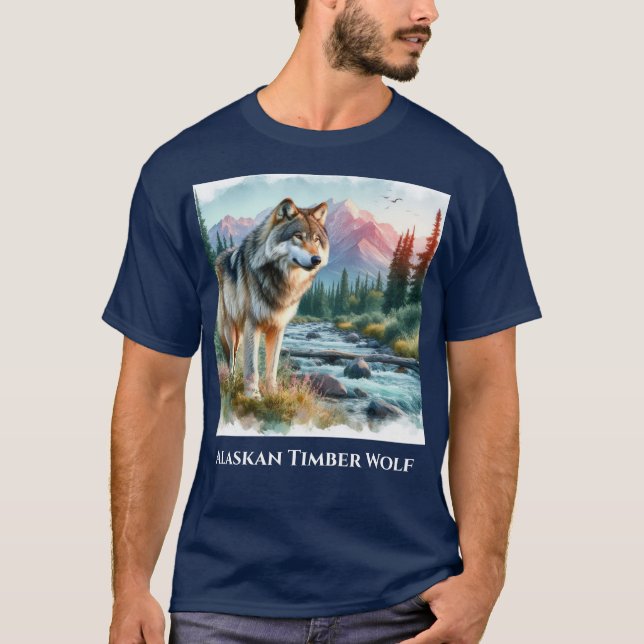 Alaskan Timber Wolf Natur Vilda Djur T-Shirt (Framsida)