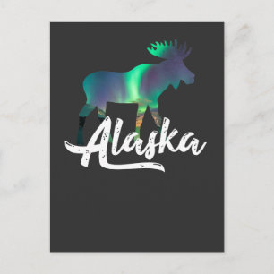 Alaskansk älg med Aurora Borealis-present Vykort