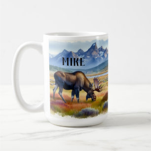 Alaskansk älgtillverkad vattenfärg kaffemugg