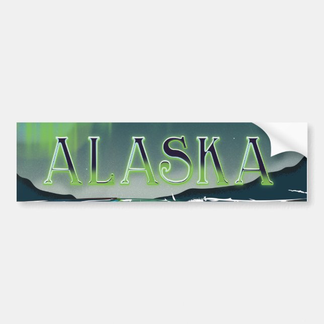 Alaskansk Aurora Vintage Resemaffisch Bildekal (Framsidan)
