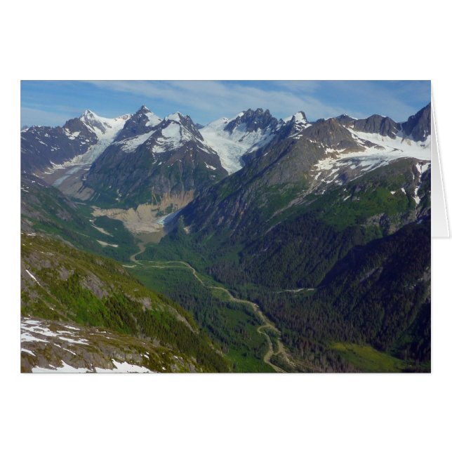 Alaskansk glaciärformad dal hälsningskort (Framsidan Horizontal)