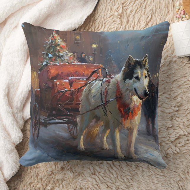 Alaskansk Malamute Julhögtidssäsong Kudde (Filt)
