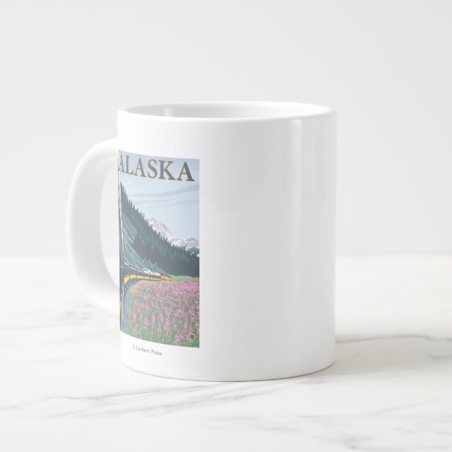 AlaskaRailroad och Fireweed Vintage resor Jumbo Mugg (Framsida vänster)