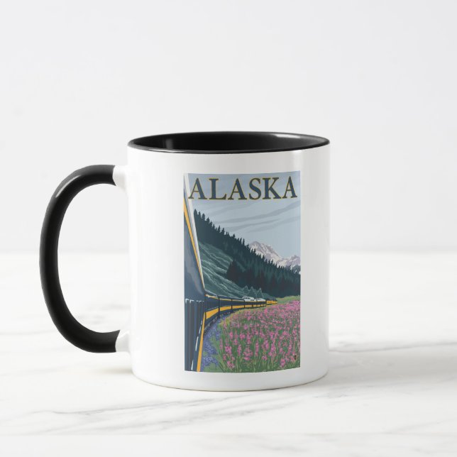 AlaskaRailroad och Fireweed Vintage resor Mugg (Vänster)
