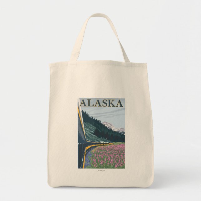 AlaskaRailroad och Fireweed Vintage resor Tygkasse (Framsidan)