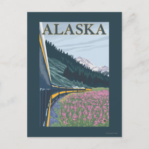 AlaskaRailroad och Fireweed Vintage resor Vykort