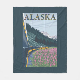 AlaskaRailroad och Fireweedvintage resor Fleecefilt