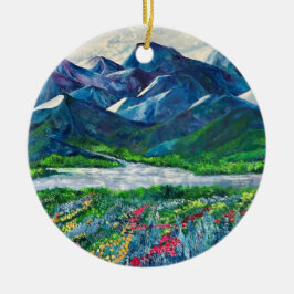 Alaskas berg & Fireweed Keramic ornament
