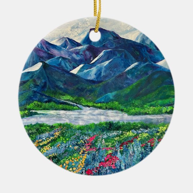 Alaskas berg & Fireweed Keramic ornament (Framsidan)