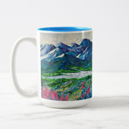 Alaskas berg och Fireweed 15oz mugg