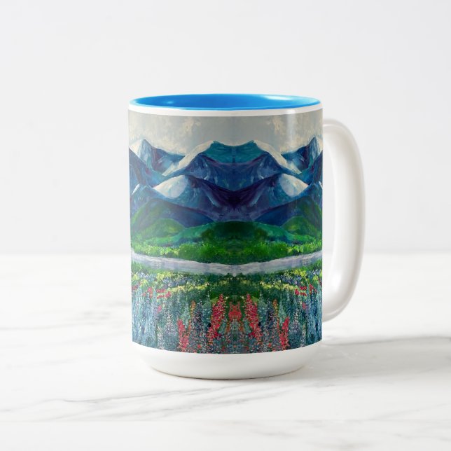 Alaskas berg och Fireweed 15oz mugg (Framsida höger)