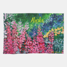 Alaskas berg och Fireweed Kitchen Towel Kökshandduk