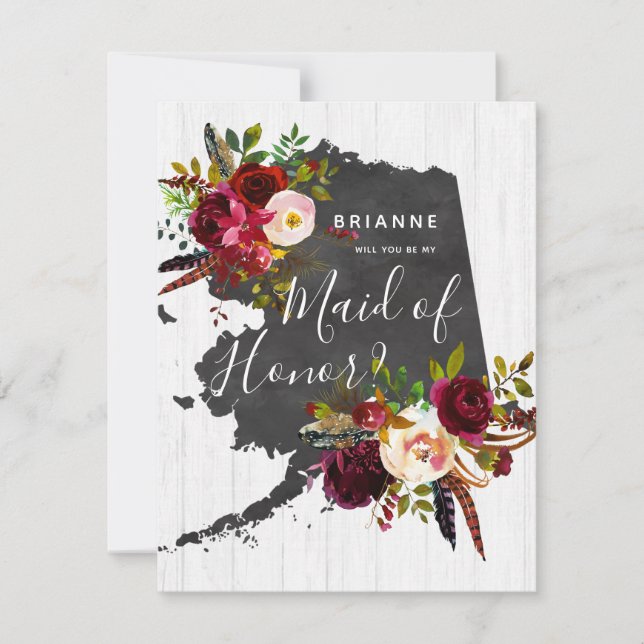 Alaskas Blommigt kommer du att vara min Maid of ho Inbjudningar (Framsida)