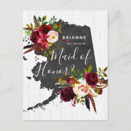 Alaskas Blommigt kommer du att vara min Maid of ho Inbjudningar