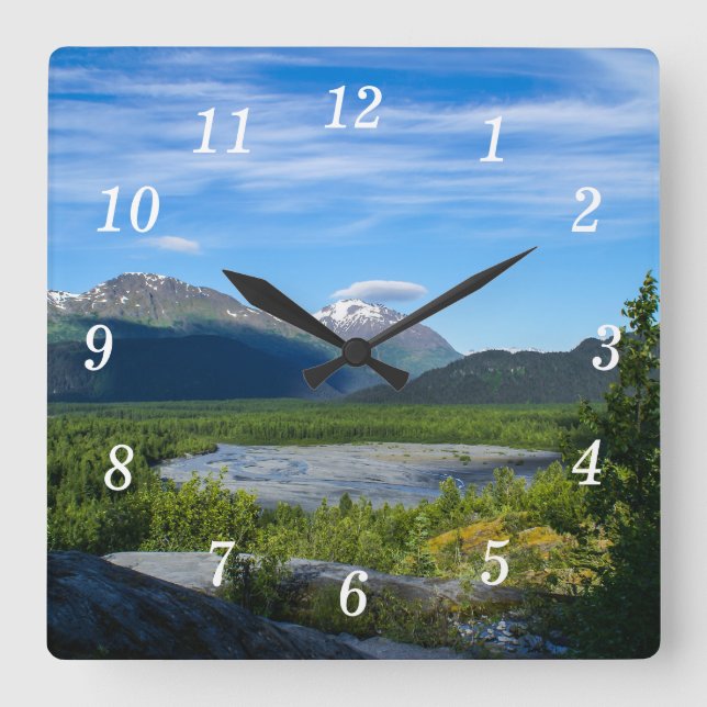Alaskas exit Glacier Valley Wall Clock Fyrkantig Klocka (Framsida)