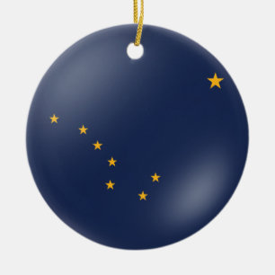 Alaskas Flagga Julgransprydnad Keramik