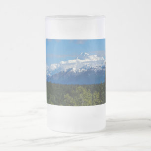 Alaskas Mt. McKinley Frosted Glass Beer Mugg