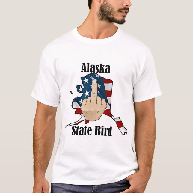 Alaskas statskjorta (t-shirt) mitten finger flagga t shirt (Framsida)